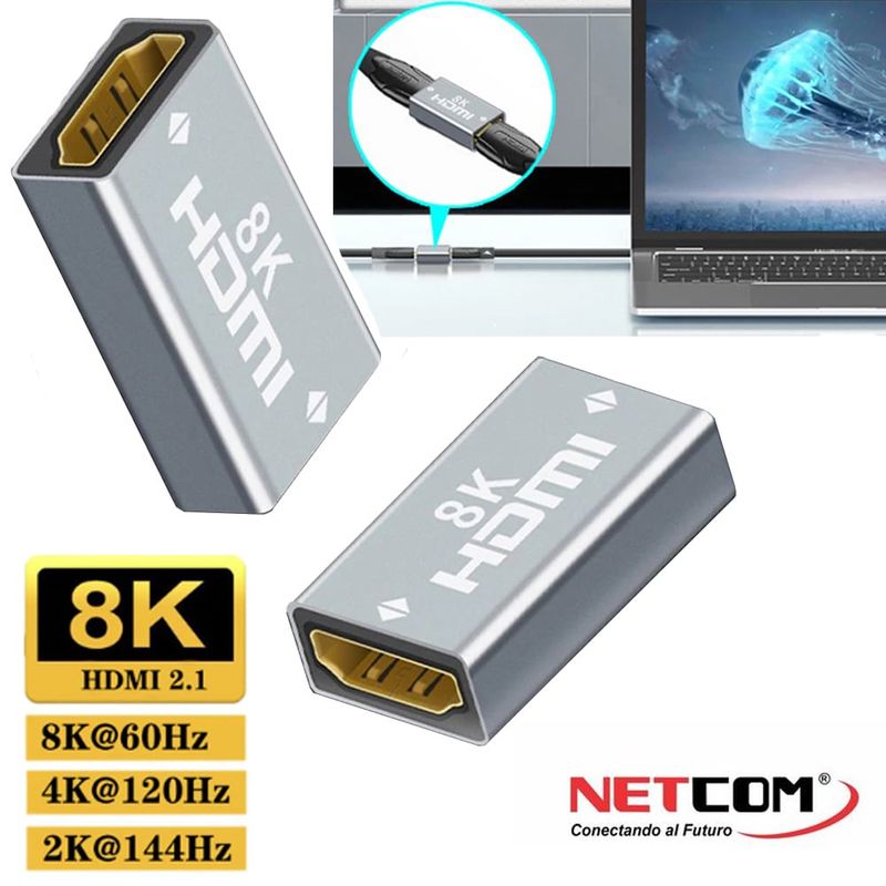 GENERICO - Empalme HDMI 8k 2.1 ULTRA HD hasta 10 metros extiende hdmi 8k Netcom