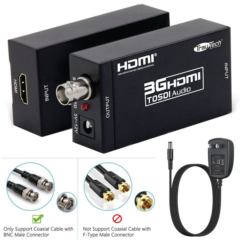 GENERICO - Convertidor HDMI a SDI metálico TRAUTECH 1080p camaras