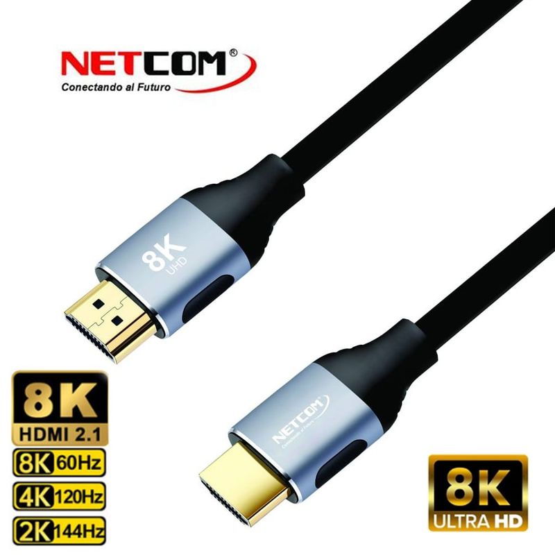 NETCOM - Cable Hdmi 2.1V 8k NETCOM 3D 3 Metros 4320p Premium 48Gbps HDR eARC