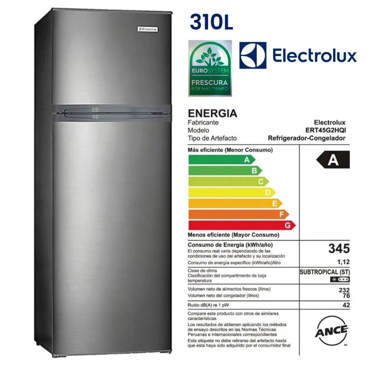 ELECTROLUX - Refrigeradora Electrolux ERT45G2HQI Frost 310 Litros