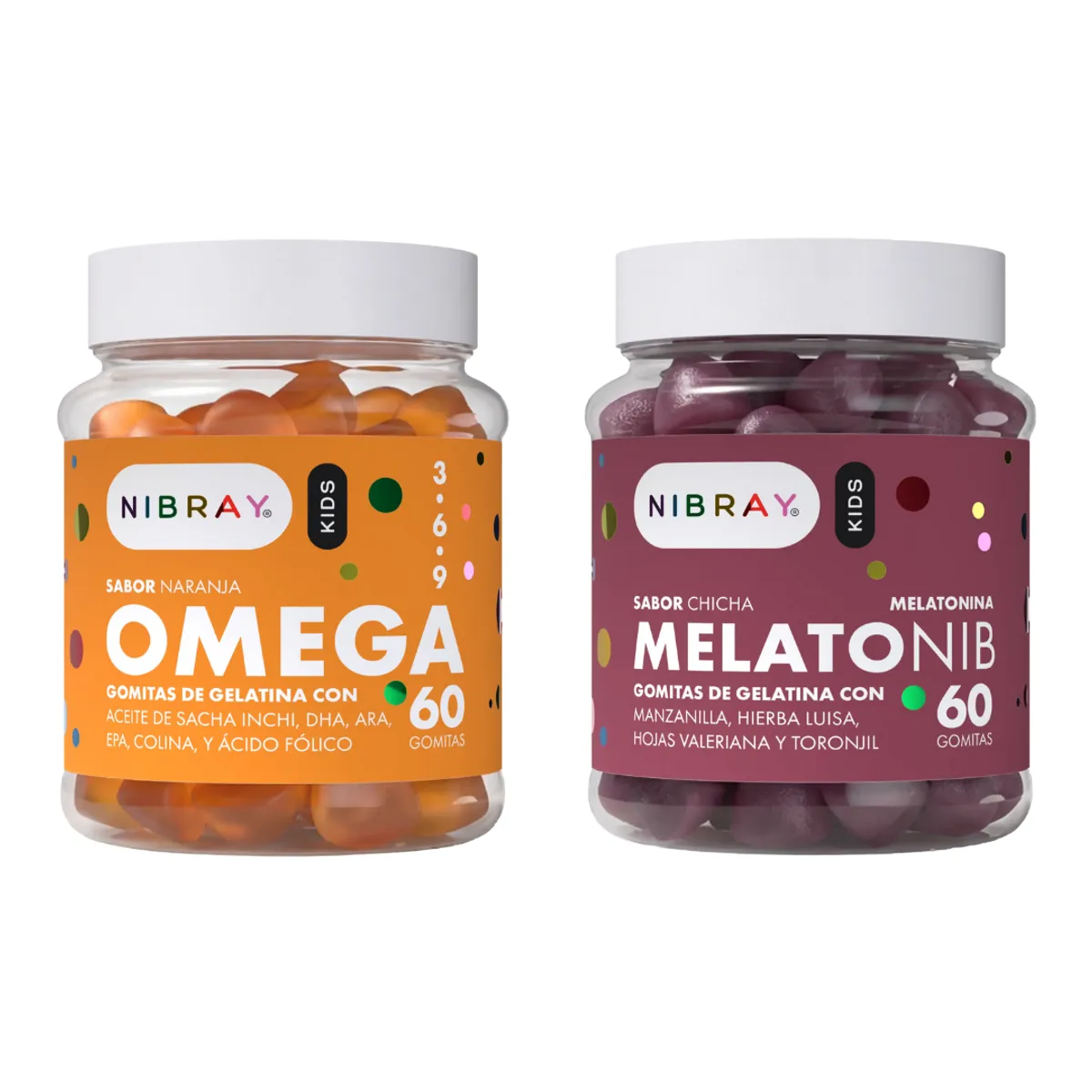 NIBRAY - Omega 3, 6 y 9 DHA ARA EPA con Melatonina en Gomitas para Niños