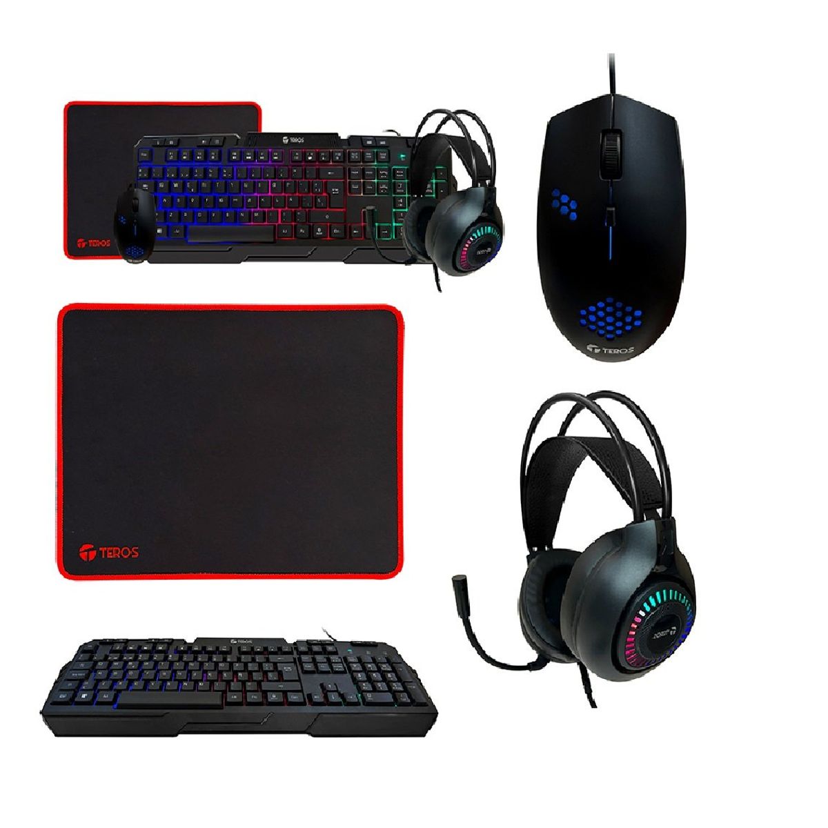 TEROS GAMING - COMBO TEROS TE-4063N TECLADO MULTIMEDIA MOUSE HEADSET MOUSE PAD