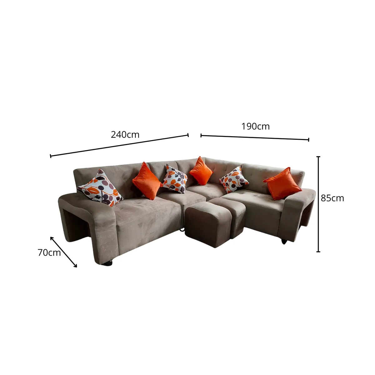 AMOBLART - Seccional Burbuja 4 piezas 2-PUF- 6 cojines - CAMELLO