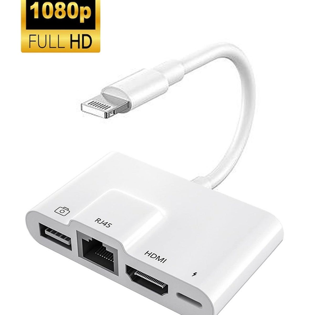 OEM - Adaptador 4 en 1 iPhone o iPad a RJ45, HDMI, USB y IOS carga
