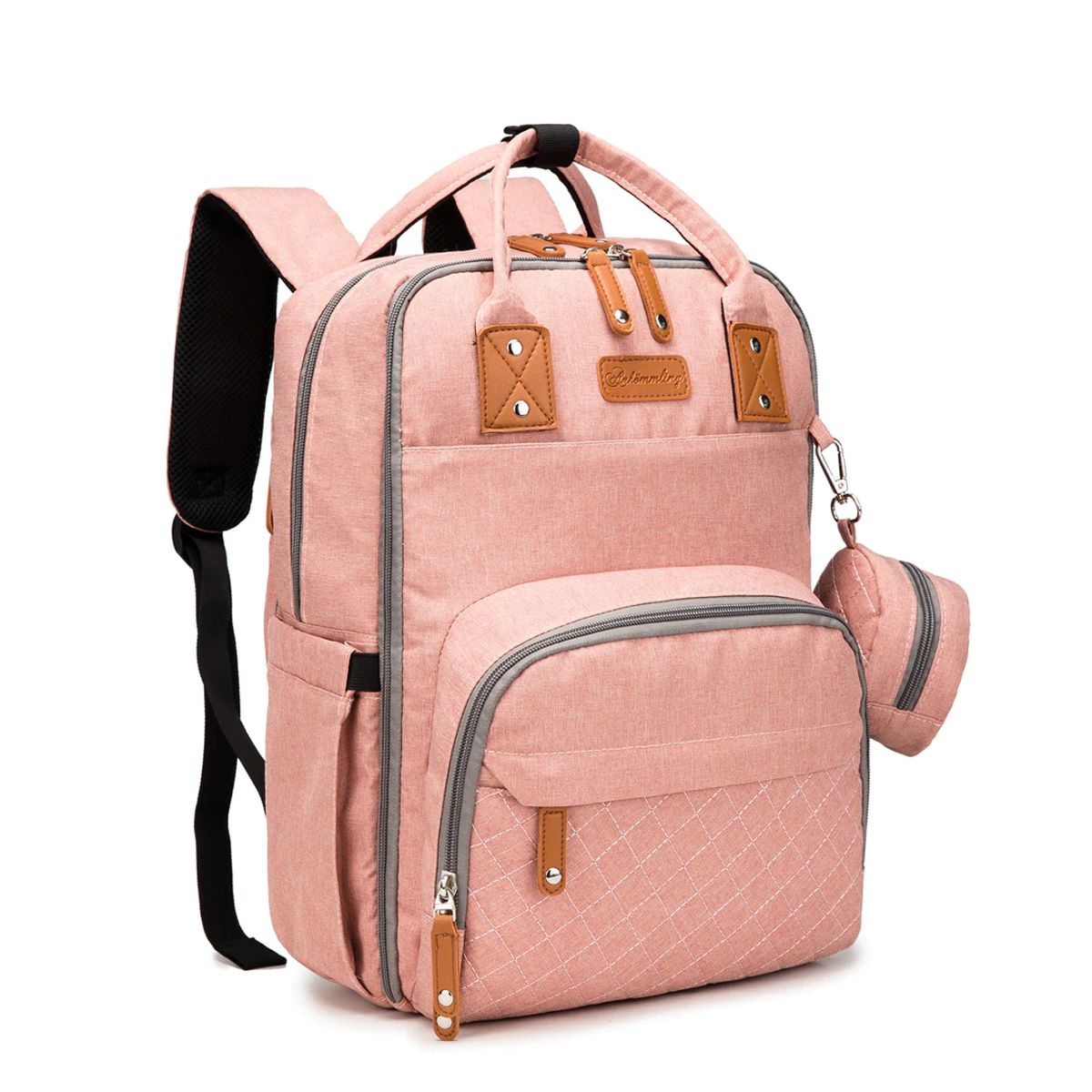 GENERICO - Mochila Bolso Pañalera Multiusos Laptop Puerto USB - Rosado