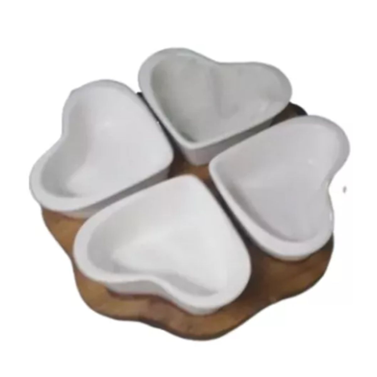 GENERICO - Juego de cuencos de porcelana en forma de corazon + base