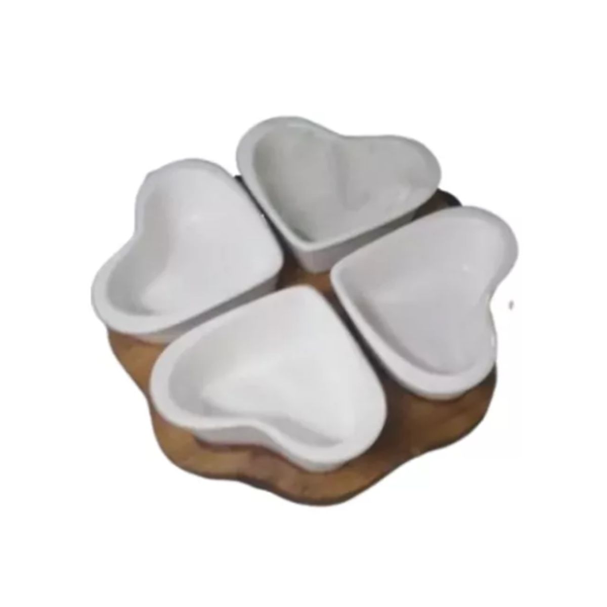 GENERICO - Juego de cuencos de porcelana en forma de corazon + base