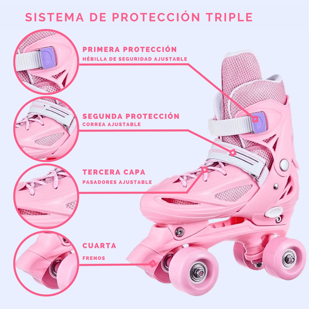 GENERICO - PATINES PARA NIÑA REGULABLE TALLA XS 27-30