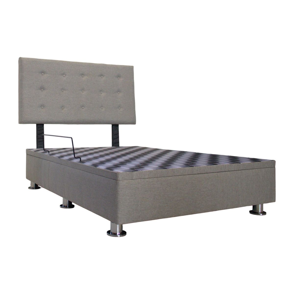 MUEBLES MACRUMO - Cama tapizada Box espacio Lima - Queen - Color Gris claro
