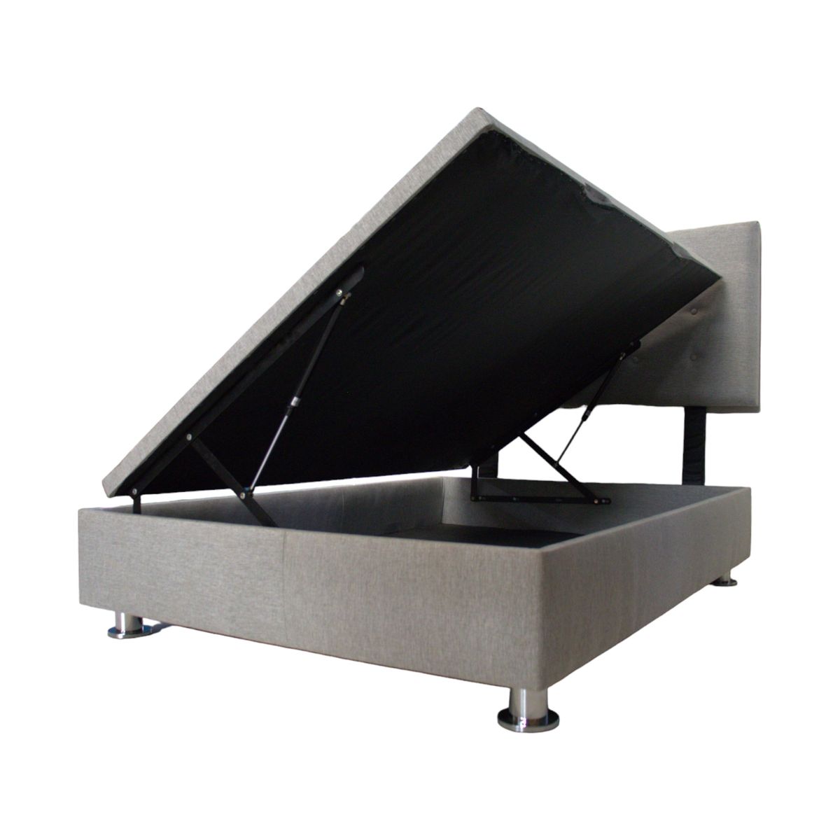 MUEBLES MACRUMO - Cama tapizada Box espacio Lima - Queen - Color Gris claro