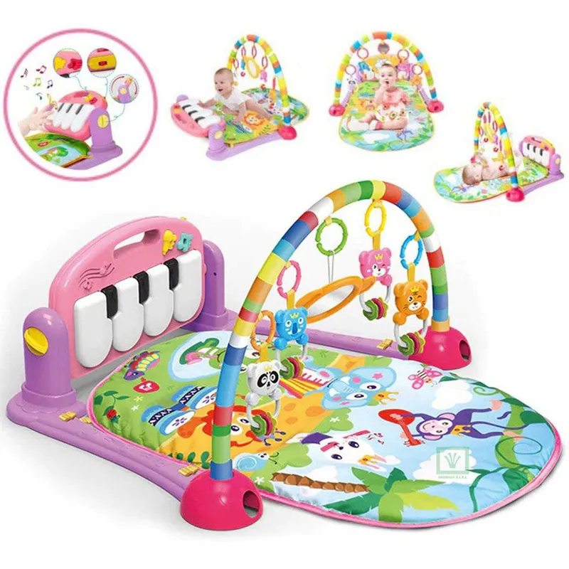 HUANGER - Gimnasio Multifunción con Piano 3 en 1 Rosado