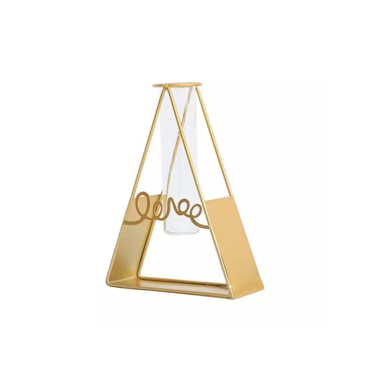 GIADE - Adorno Florero de Metal y Vidrio Triángulo 21cm