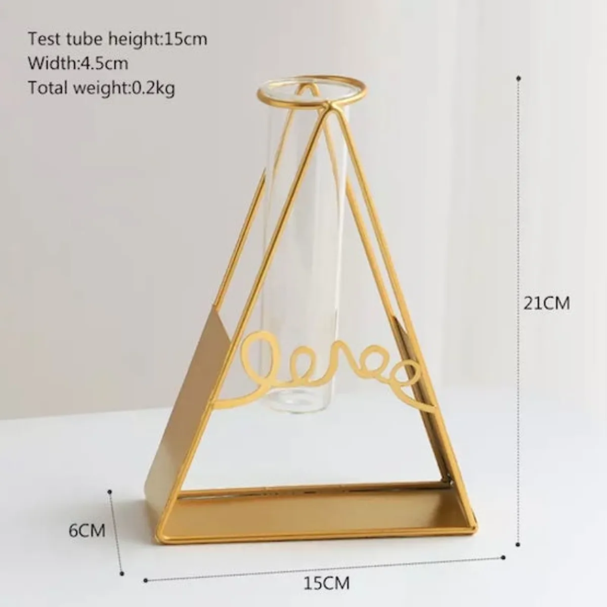 GIADE - Adorno Florero de Metal y Vidrio Triángulo 21cm