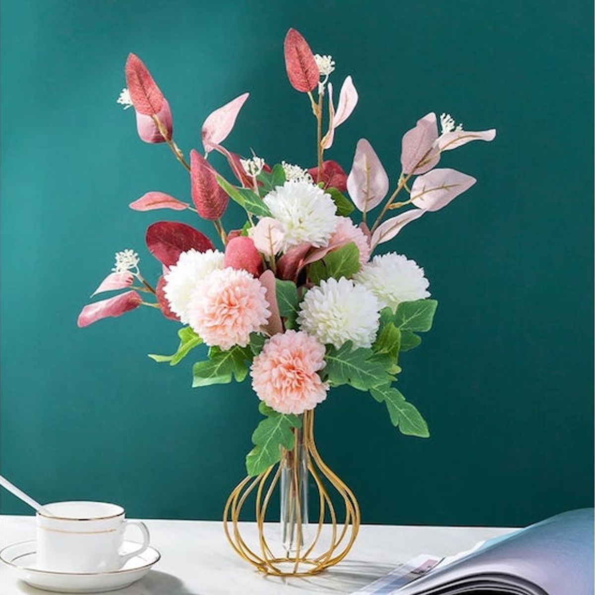 GIADE - Adorno Florero de Metal y Vidrio 16cm