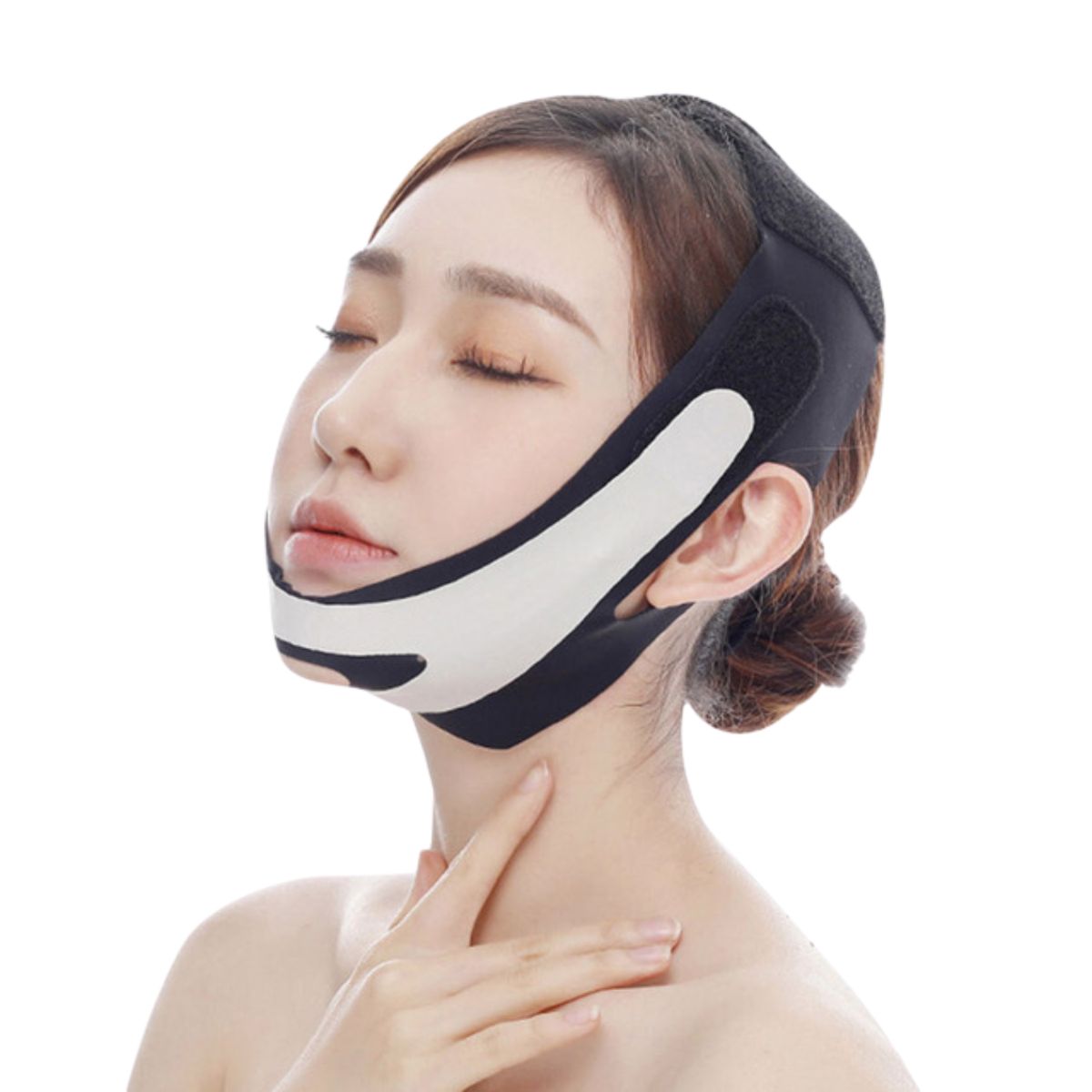 GENERICO - Faja Facial doble ajuste Mentonera Control Papada Doble Mentón Negro