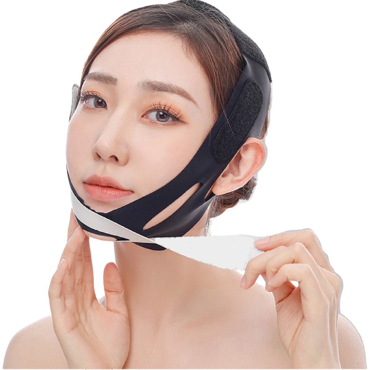 GENERICO - Faja Facial doble ajuste Mentonera Control Papada Doble Mentón Negro