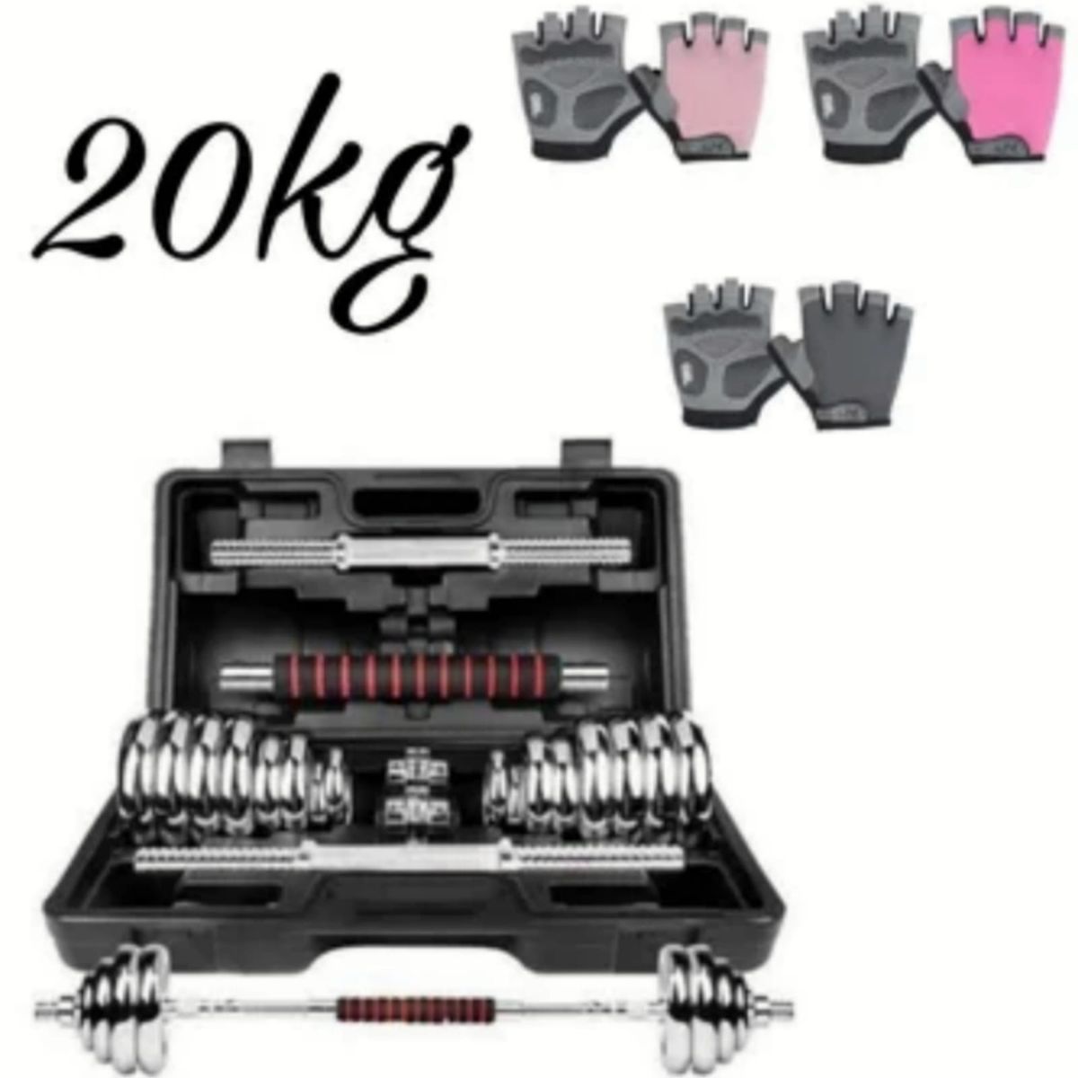 GENERICO - Mancuernas 20Kg mas Guantes antideslizantes para Mujer