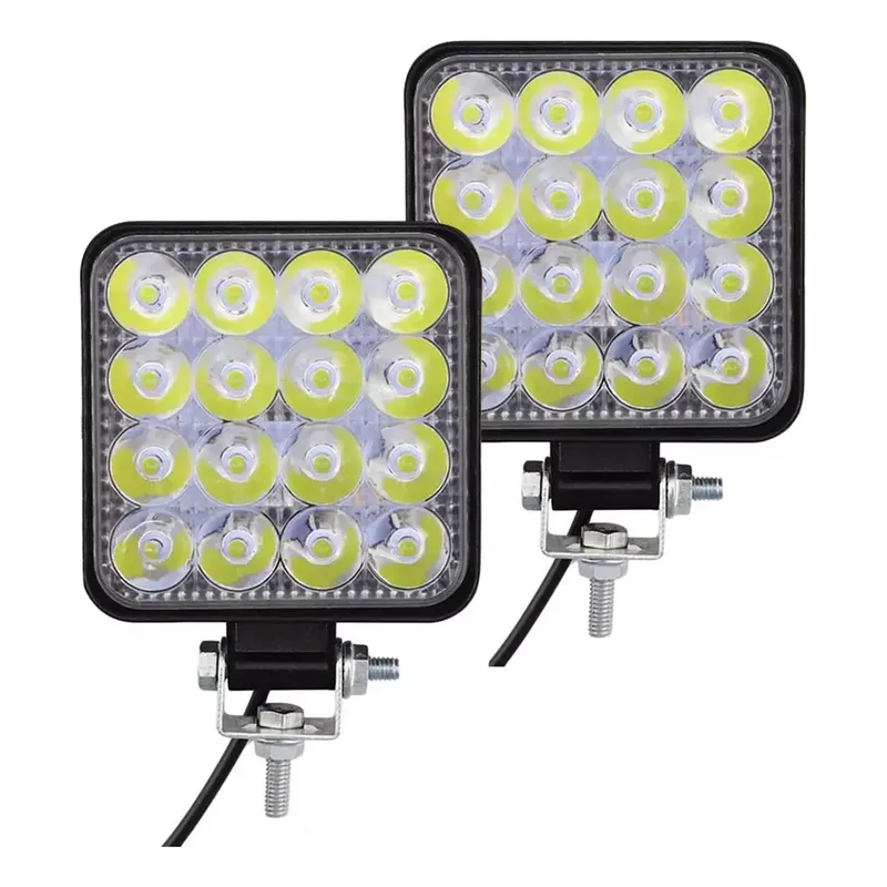 GENERICO - Par Faros Cuadrado 48w 4x4 Mini Auxiliar Coche auto Moto