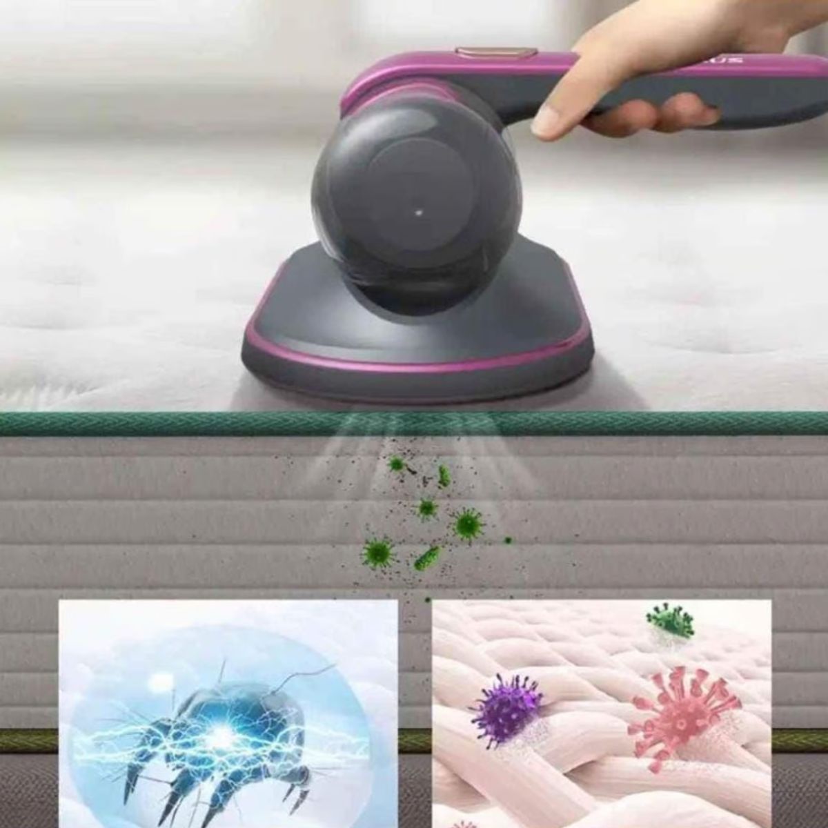 GENERICO - Aspiradora Inalámbrica ce Mano Anti Ácaros Recargable.