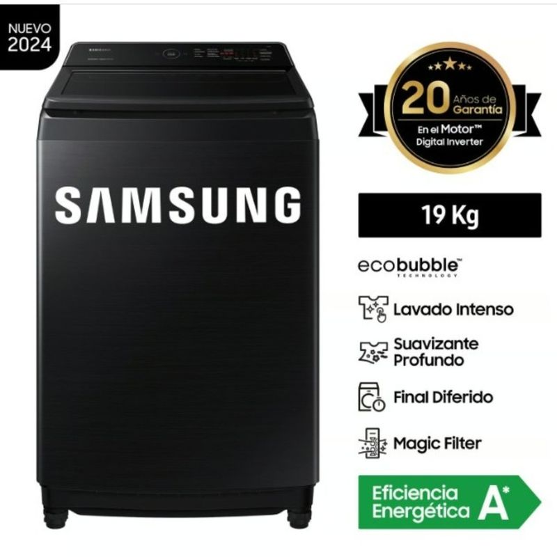SAMSUNG - Lavadora Samsung 19KG Smart EcoBubble  WA19CG6441BVPE Negra