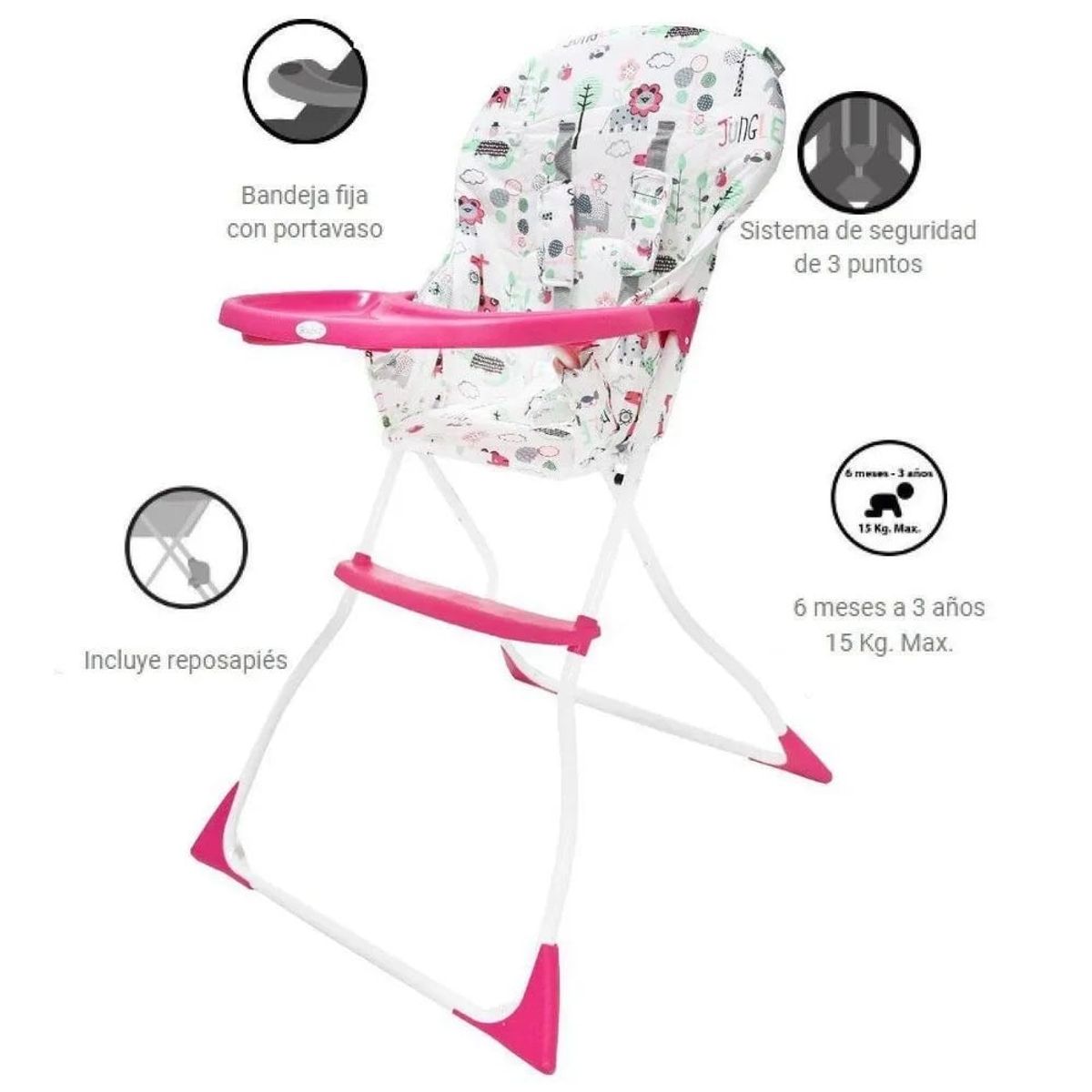 EBABY - Silla De Comer Para Bebe Ebaby Cassie Rosado