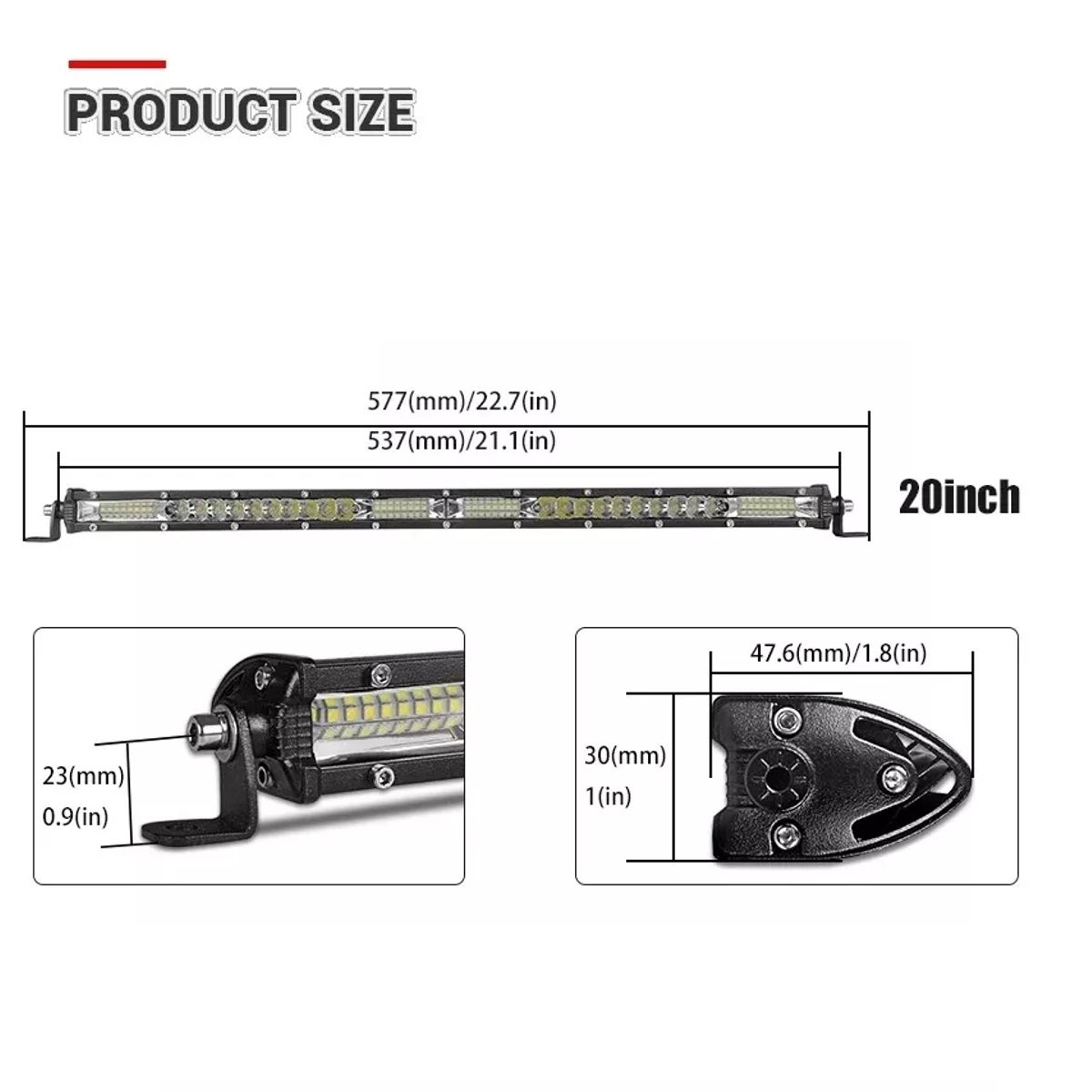 GENERICO - Barra Slim Led 20 Pulgadas 52 Leds 156w 2019 4x4 Universal