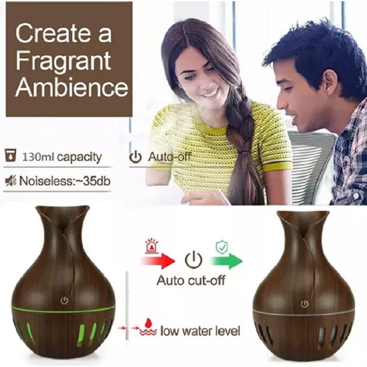 GENERICO - Humidificador Difusor de Aroma Con Luz Led Ultrasónico Aromaterapia