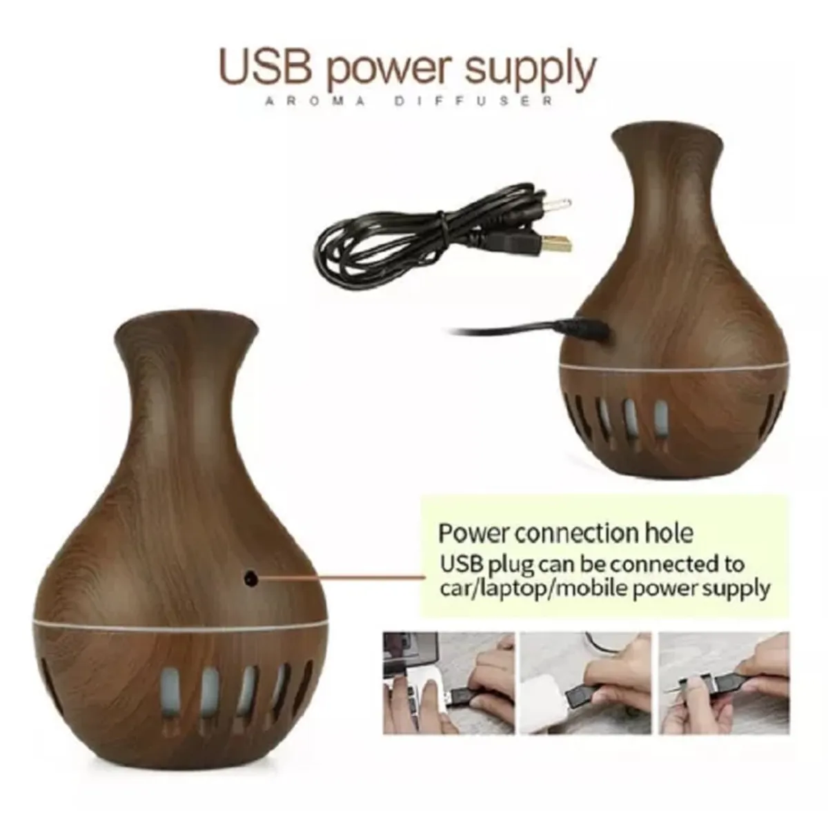 GENERICO - Humidificador Difusor de Aroma Con Luz Led Ultrasónico Aromaterapia