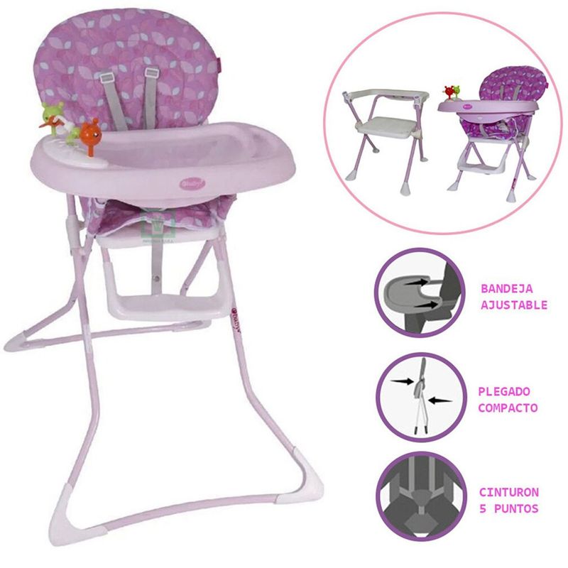 EBABY - Silla de Comer Badala 2 en 1 Plegable Morado