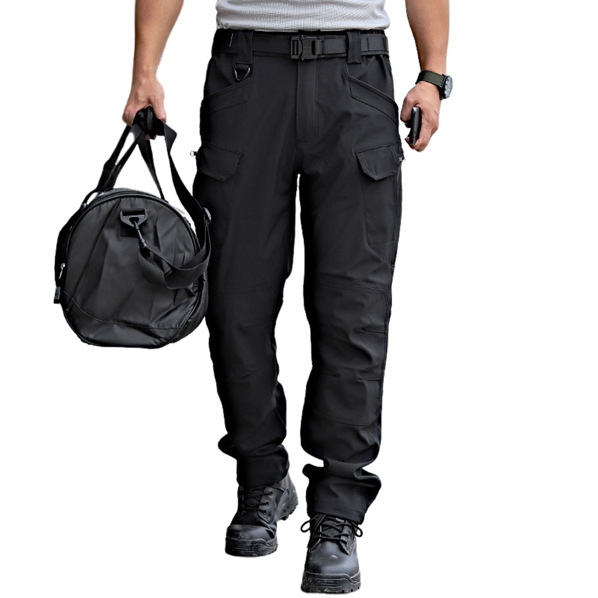 BLWOENS - pantalones baggy largos para hombres-Negro