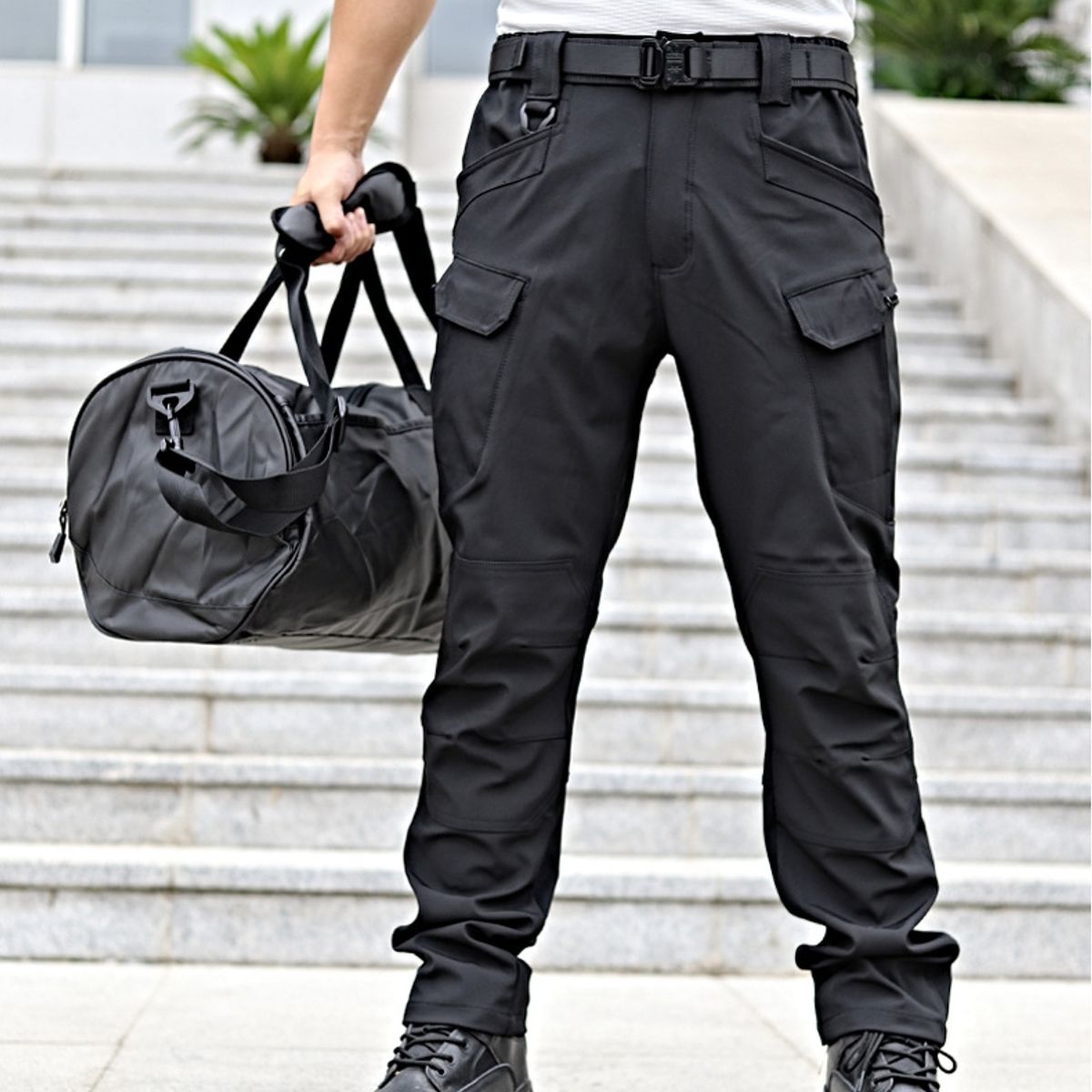 BLWOENS - pantalones baggy largos para hombres-Negro