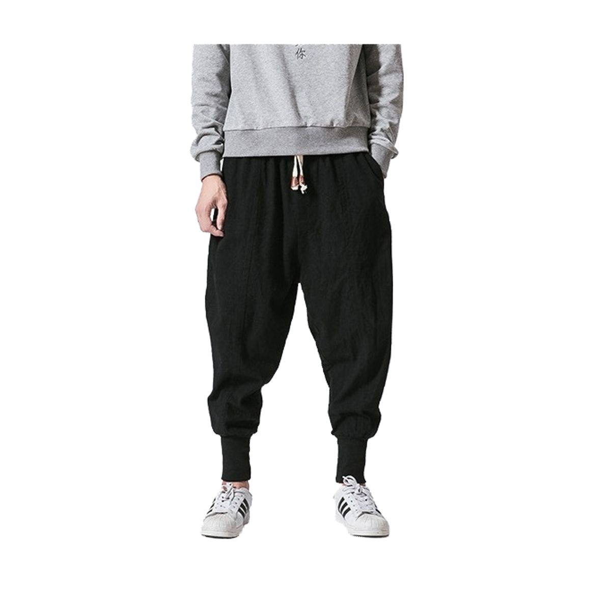 BLWOENS - pantalones baggy largos para hombres-Negro