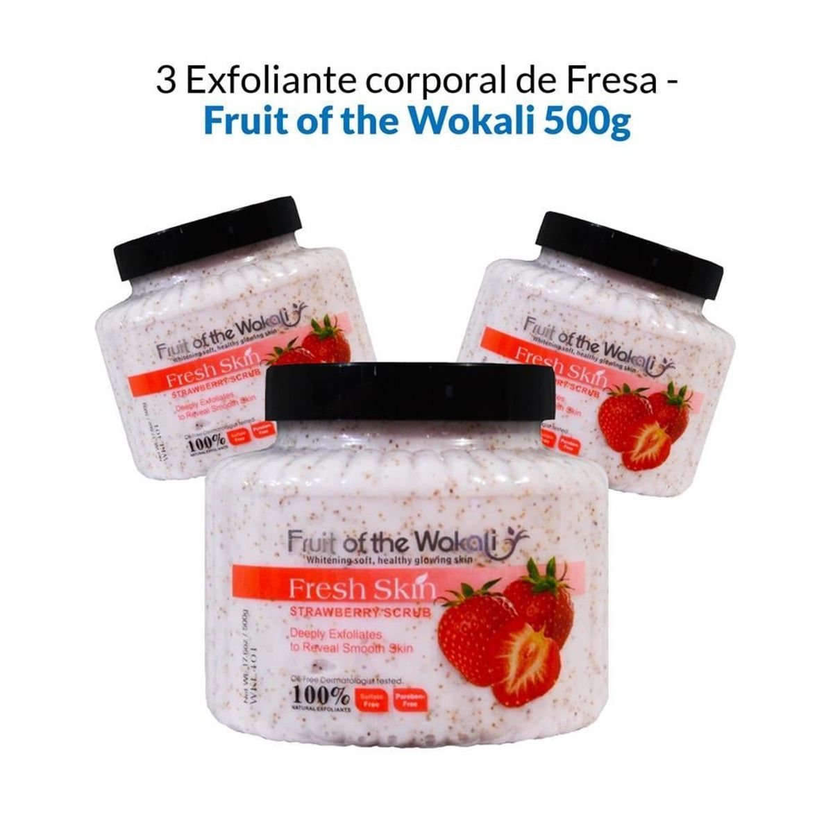WOKALI - Exfoliante Corporal De Fresa Wokali 500Gr 3 Unidades
