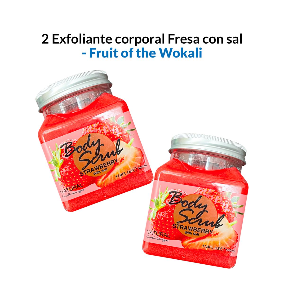 WOKALI - Exfoliante Corporal Fresa Con Sal Wokali 500ml 2 Unidades