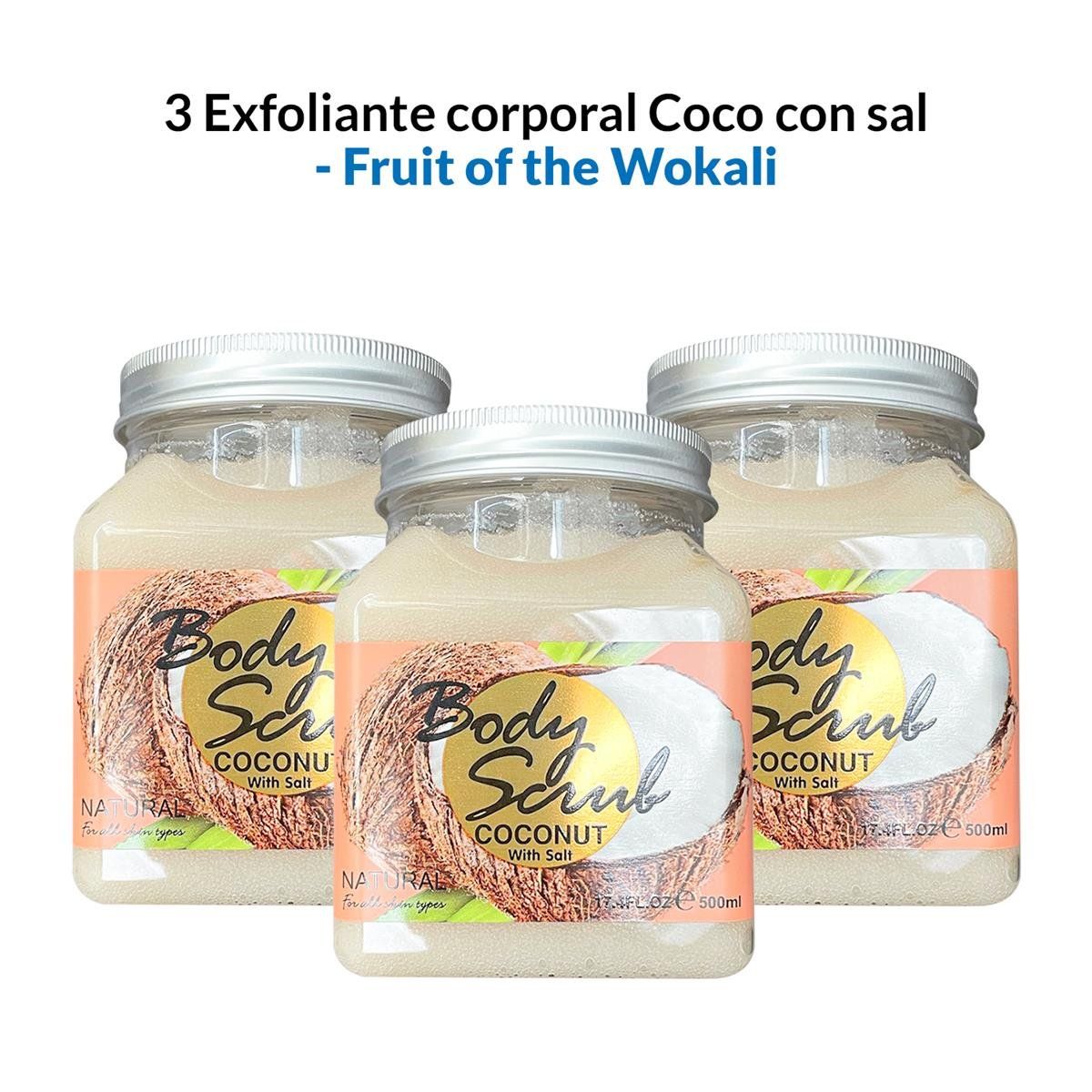 WOKALI - Exfoliante Corporal Coco Con Sal Wokali 500ml 3 Unidades