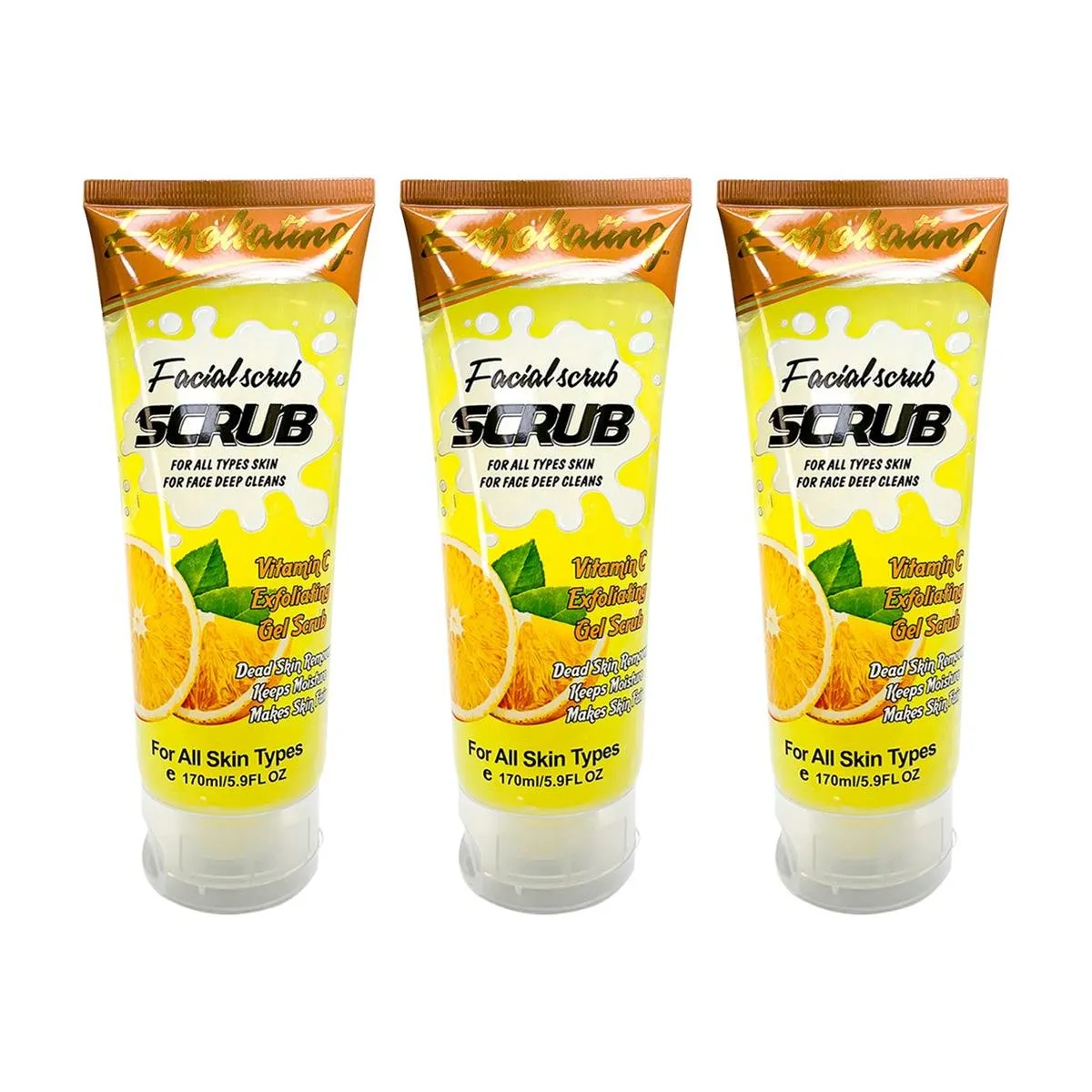 WOKALI - Exfoliante Facial Vitamina C Wokali 170ml 3 Unidades