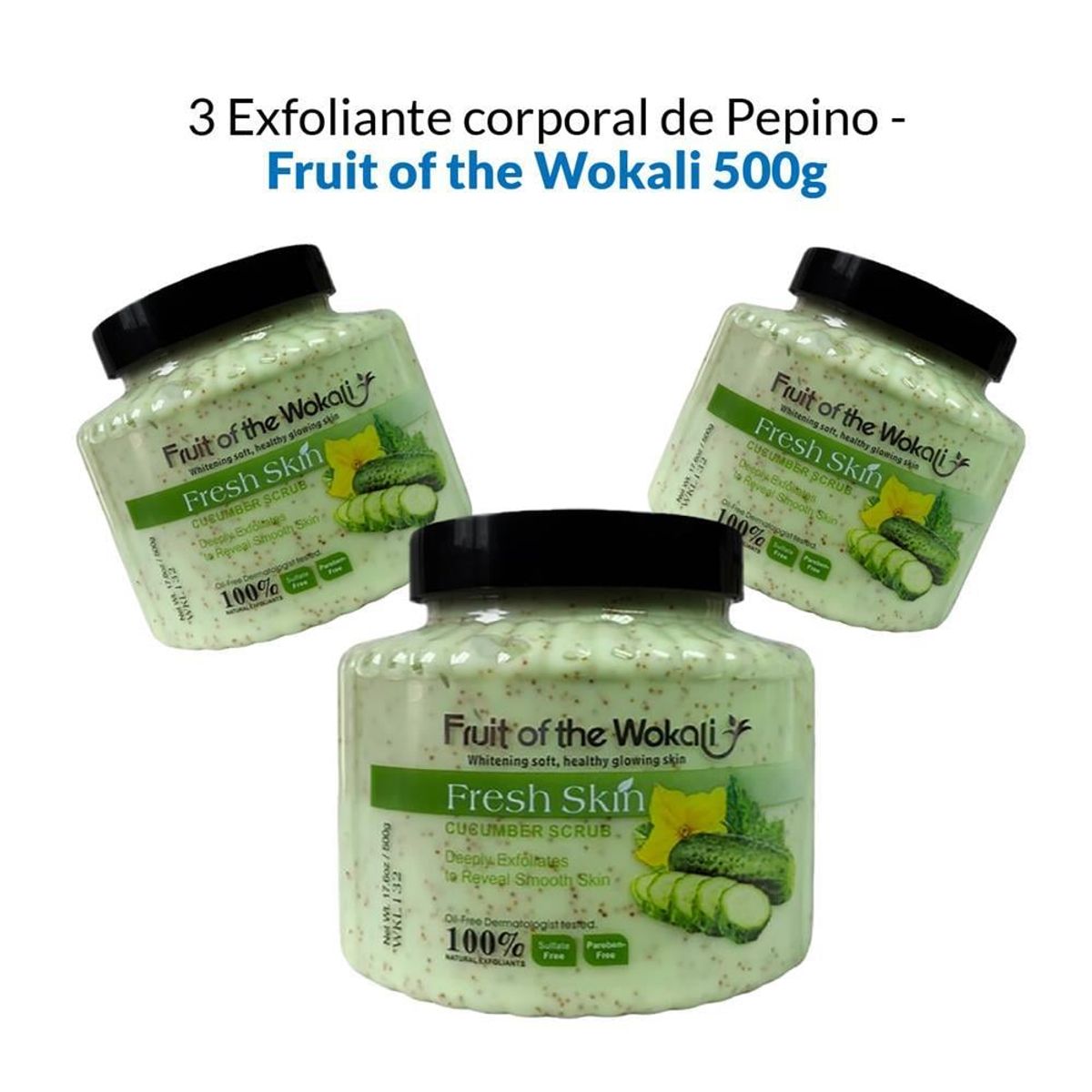 WOKALI - Exfoliante Corporal De Pepino Wokali 500Gr 3 Unidades