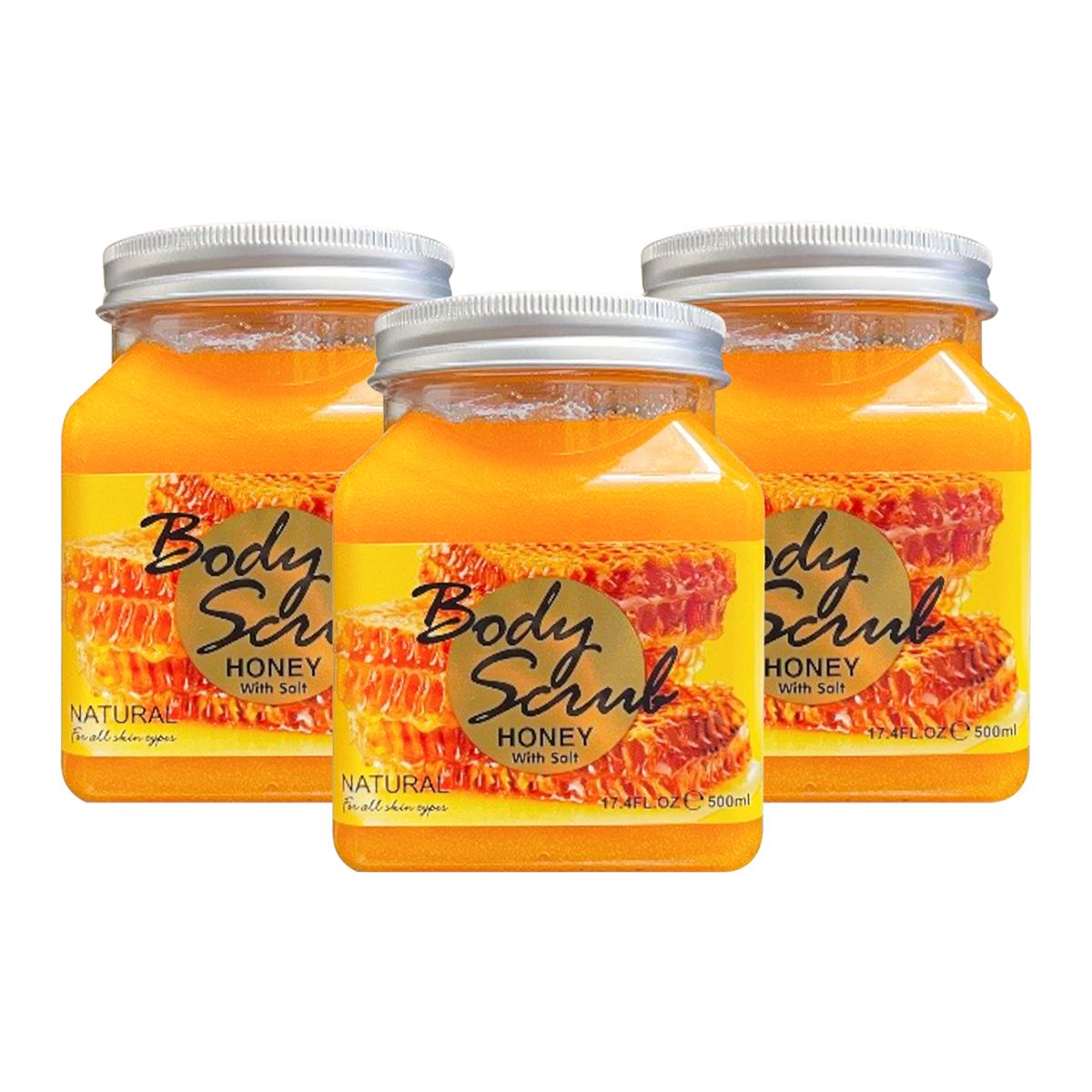 WOKALI - Exfoliante Corporal Miel Con Sal Wokali 500ml 3 Unidades