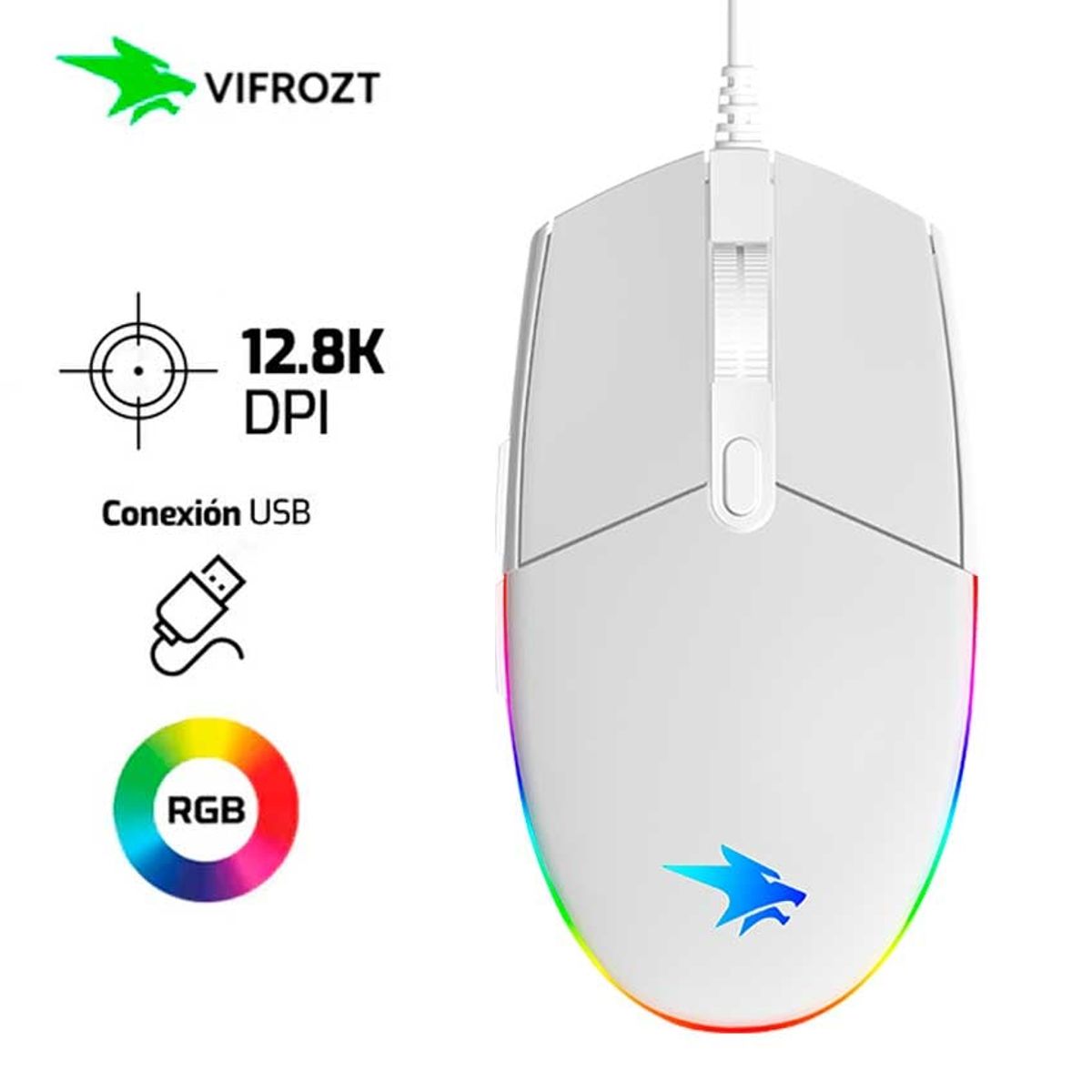 VIFROZT - Mouse VIFROZT VIKING 12,800 Dpi Rgb Blanco