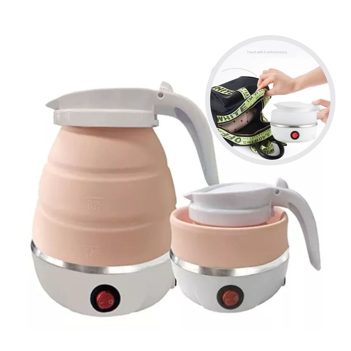 OEM - Hervidor De Agua - Eléctrico Plegable De Silicona 600ml - Rosado