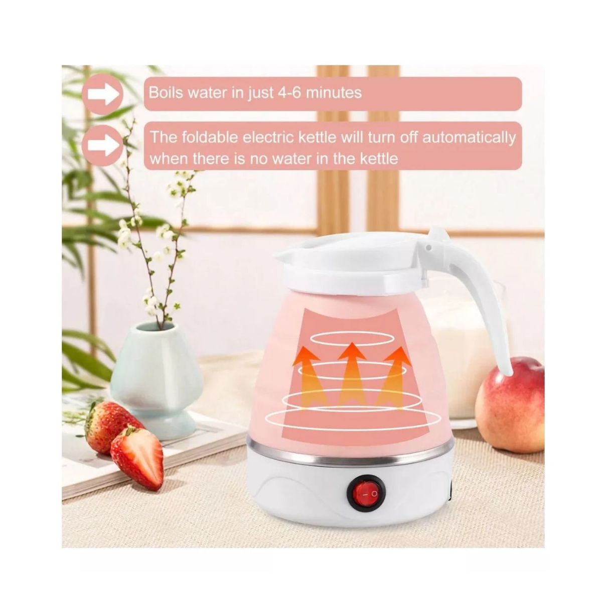 OEM - Hervidor De Agua - Eléctrico Plegable De Silicona 600ml - Rosado