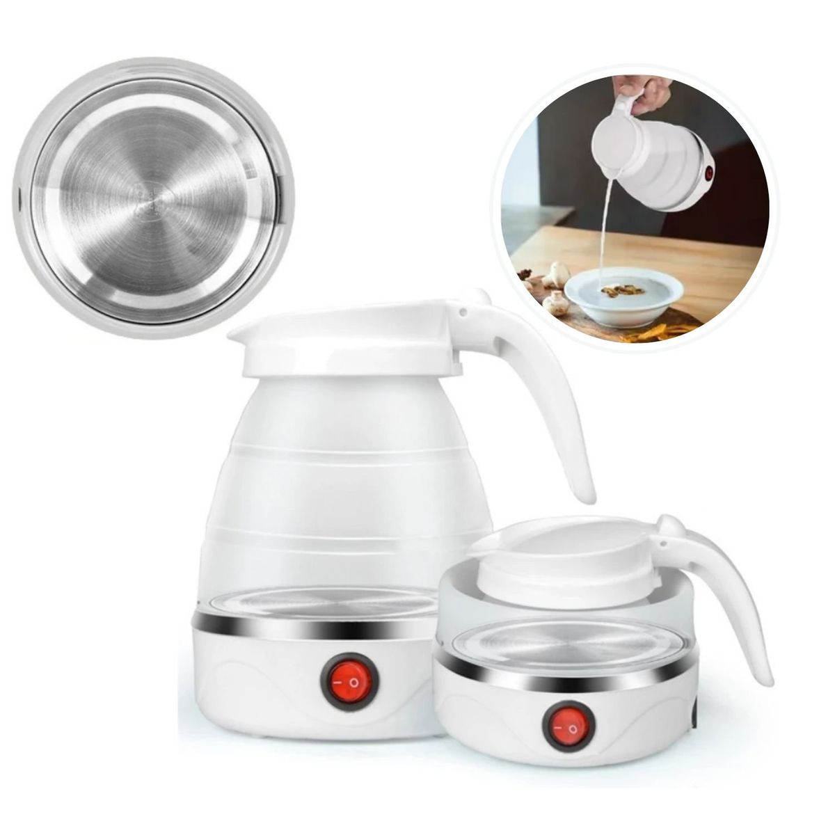 OEM - Hervidor Eléctrico Portátil  Plegable 600ml - Blanco