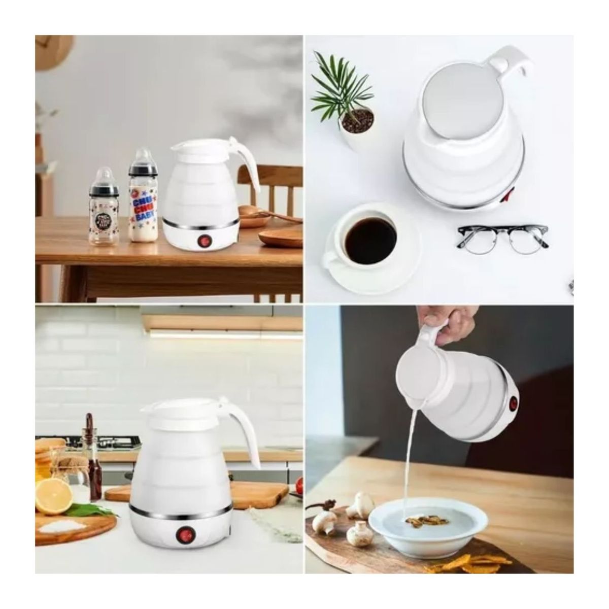 OEM - Hervidor Eléctrico Portátil  Plegable 600ml - Blanco