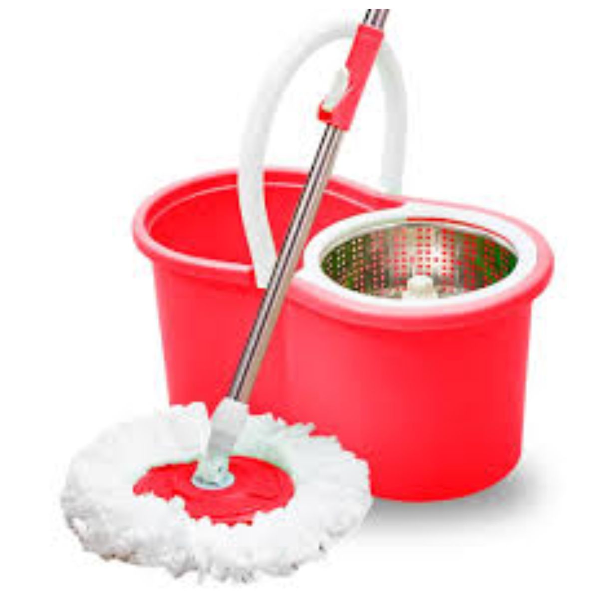 OEM - Trapeador Escurridor Giratorio Automático Con 2 Mopas - Rojo