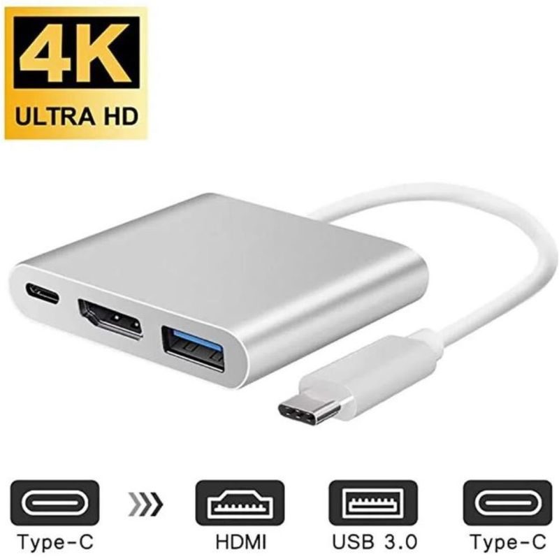 OEM - Adaptador 3 en 1 Tipo C 3.1 a HDMI, USB 3.0, Tipo C