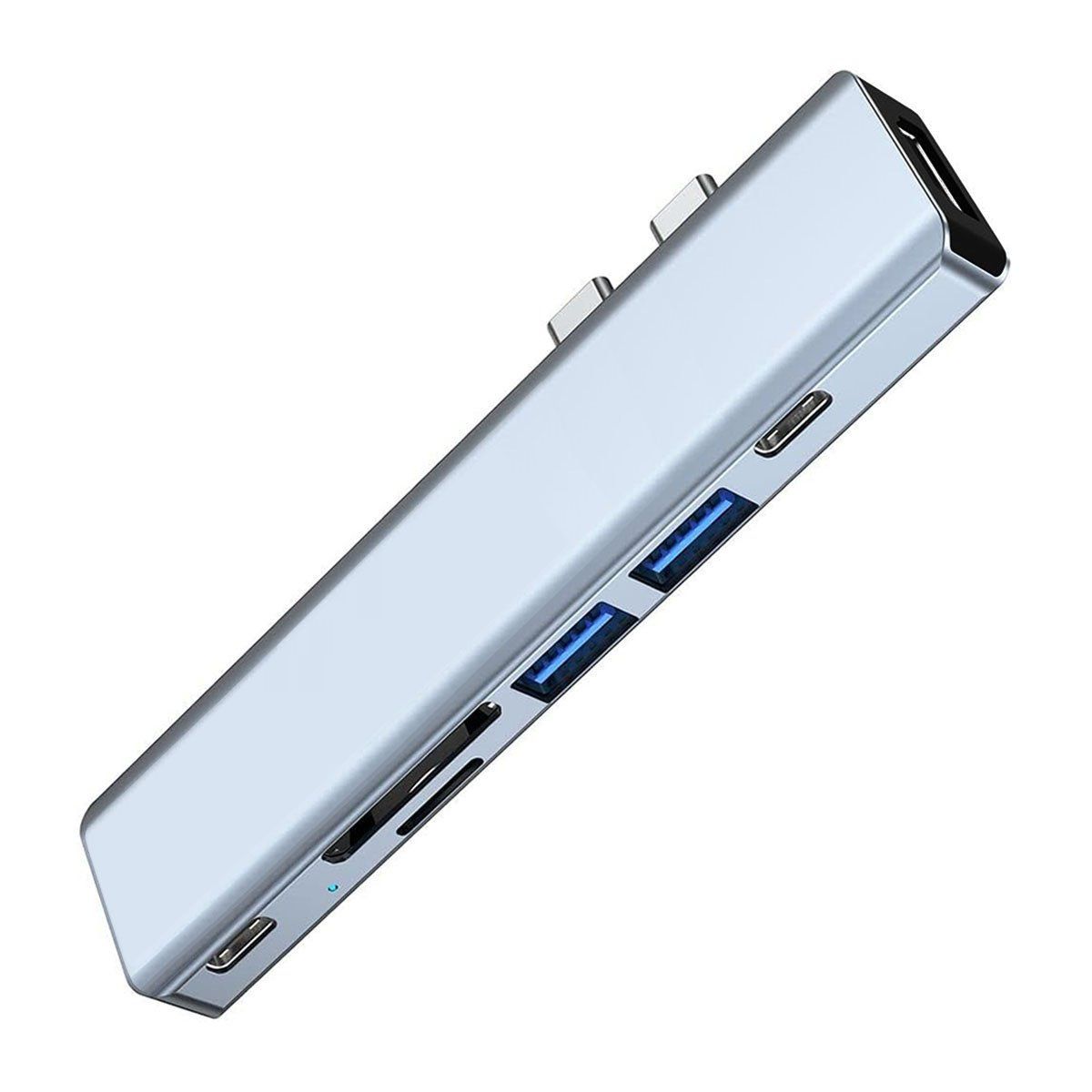 OEM - Adaptador DUAL Tipo C a HDMI, SD, TF, 2*USB 3.0 y 2*Tipo C