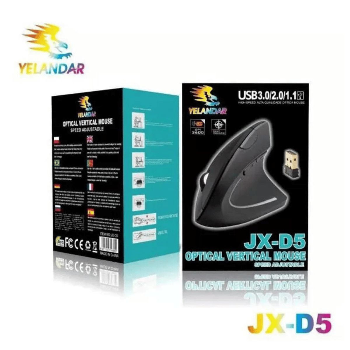 GENERICO - Mouse Vertical Inalámbrico Recargable USB 3.0 DPI 3600