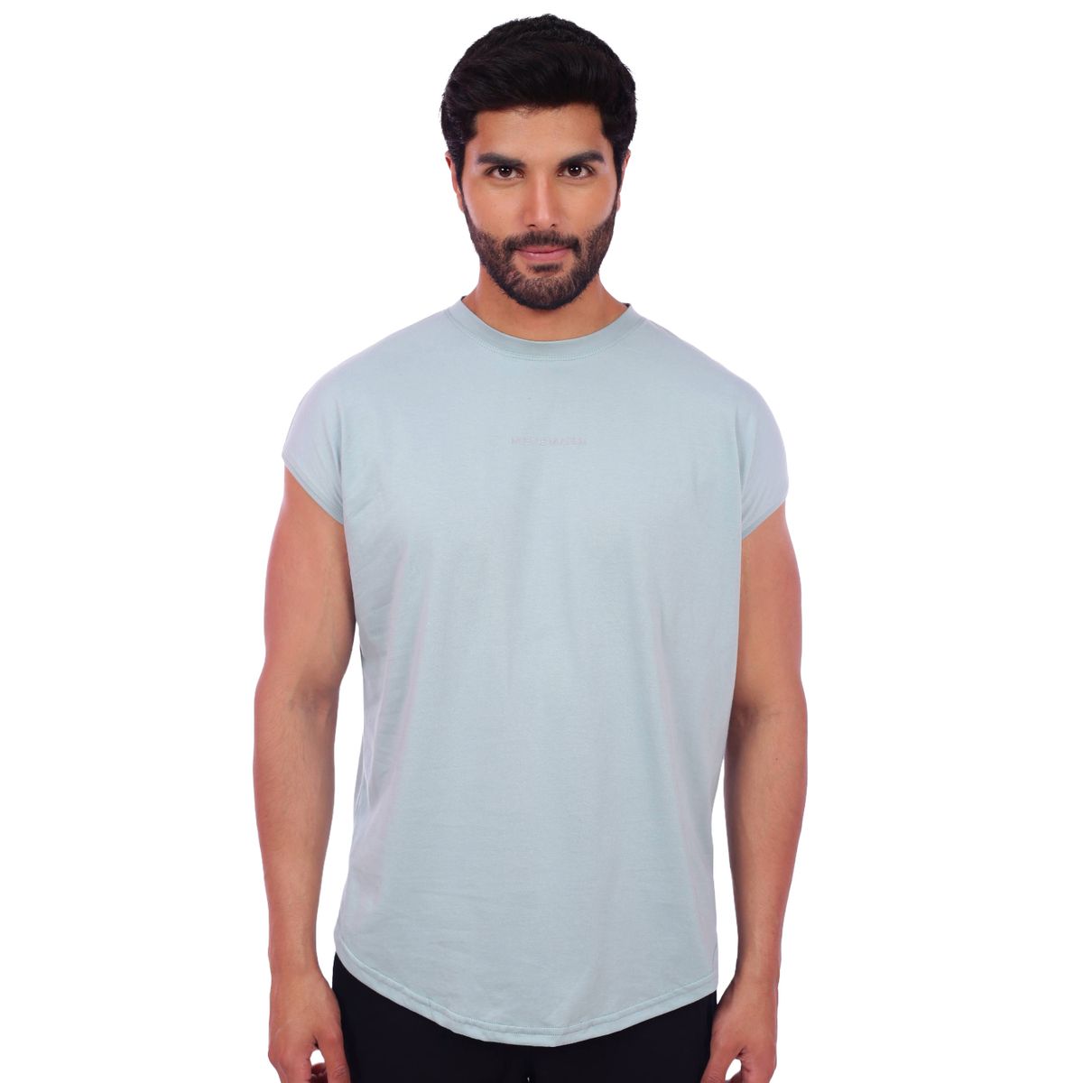 M MUSCLE MUSEUM - Polo Muscle Tee Manga Cero Color Cemento para Hombre