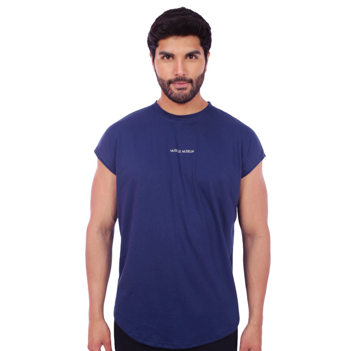 M MUSCLE MUSEUM - Polo Muscle Tee Manga Cero Color Azul Acero para Hombre