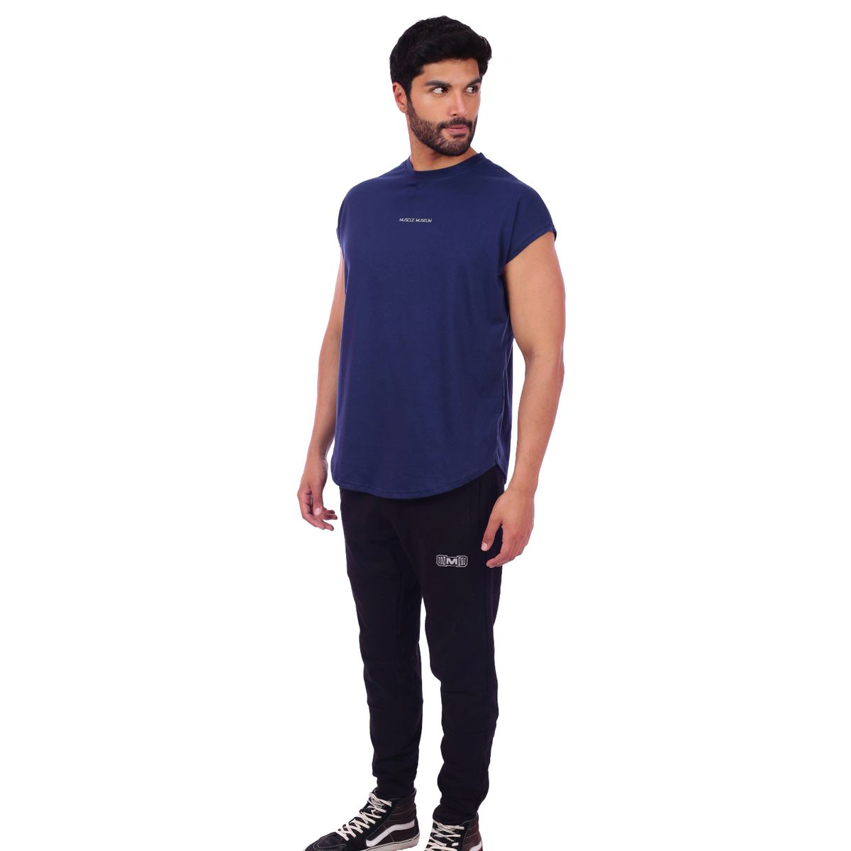 M MUSCLE MUSEUM - Polo Muscle Tee Manga Cero Color Azul Acero para Hombre